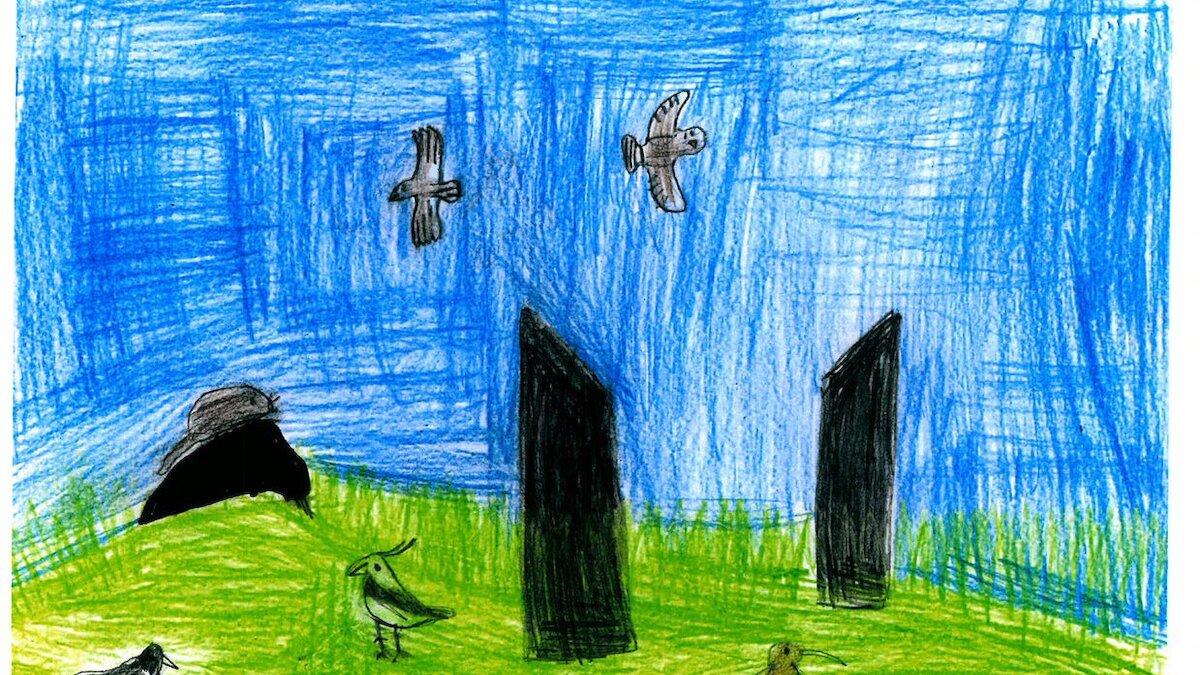 A child's drawing of standing stones