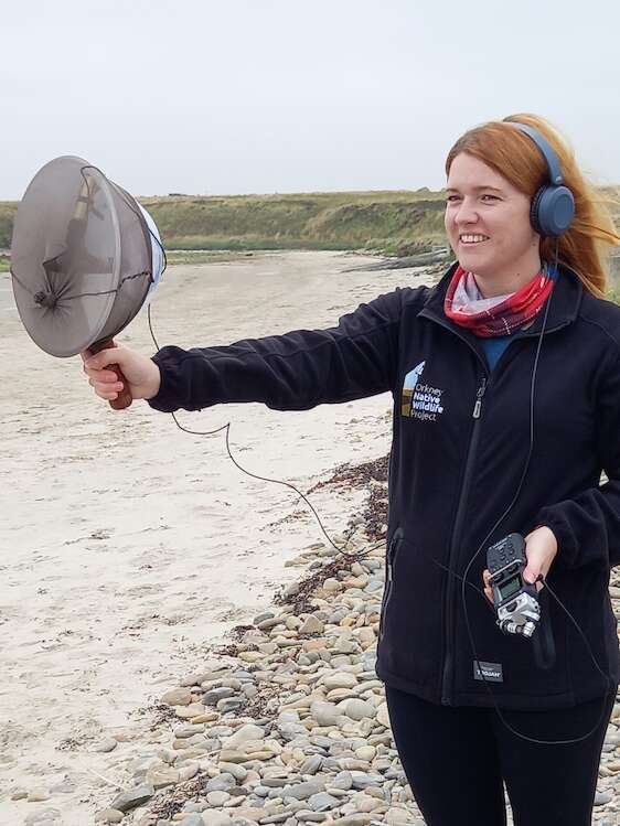 Holly showing a home made parabolic microphone